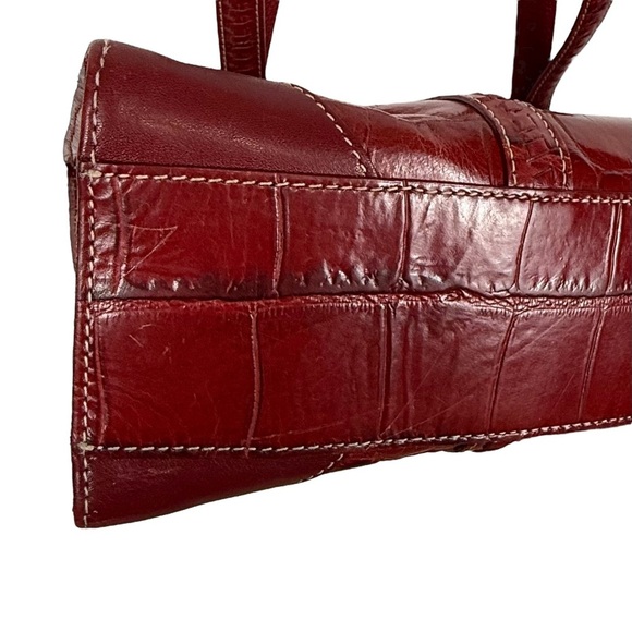 Y2K Brighton Red Croc-Embossed Leather Shoulder Bag with Signature Heart Charm - Picture 12 of 15